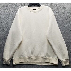 Pull & Bear Sweatshirt Mens Medium Tan Fleece Lined Cotton Long Sleeve Pullover